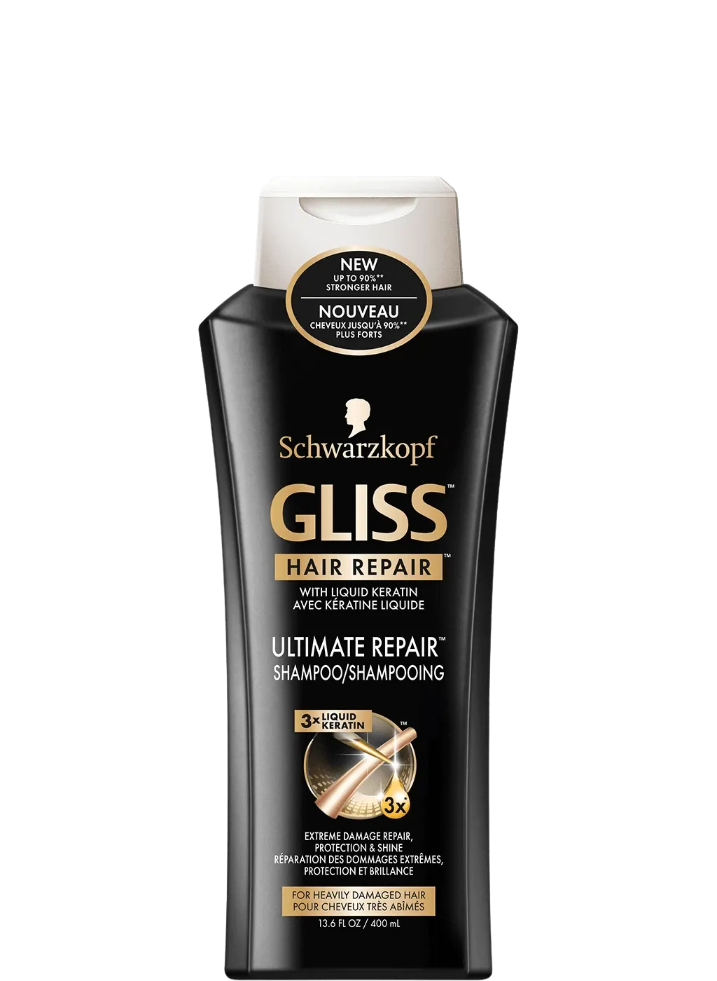 Schwarzkopf Gliss Ultimate Repair Shampoo 400ml — flacon noir et or